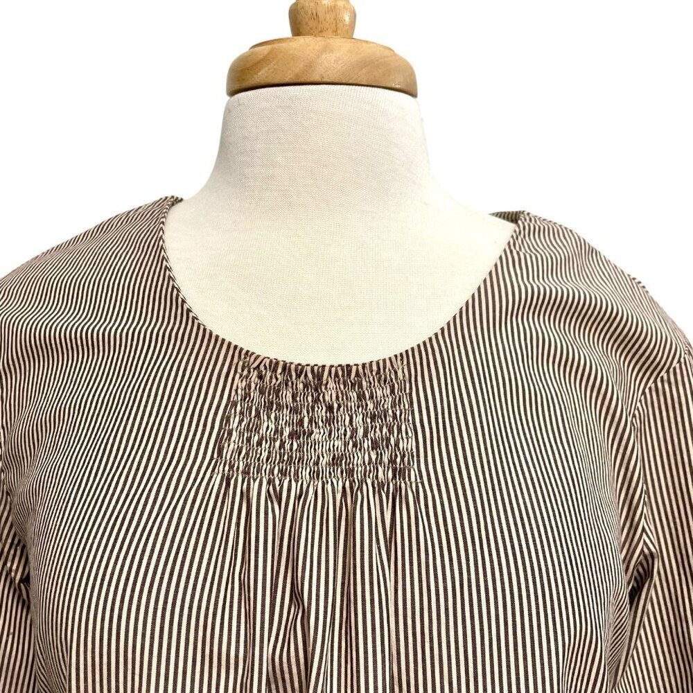 Erica Tanov Stripe Long Sleeve Popover Dress Modern Minimalist size 10/12 - Picture 2 of 9